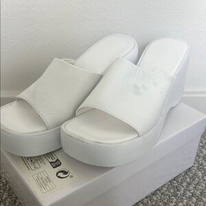 Women's White Platform Slide Sandals